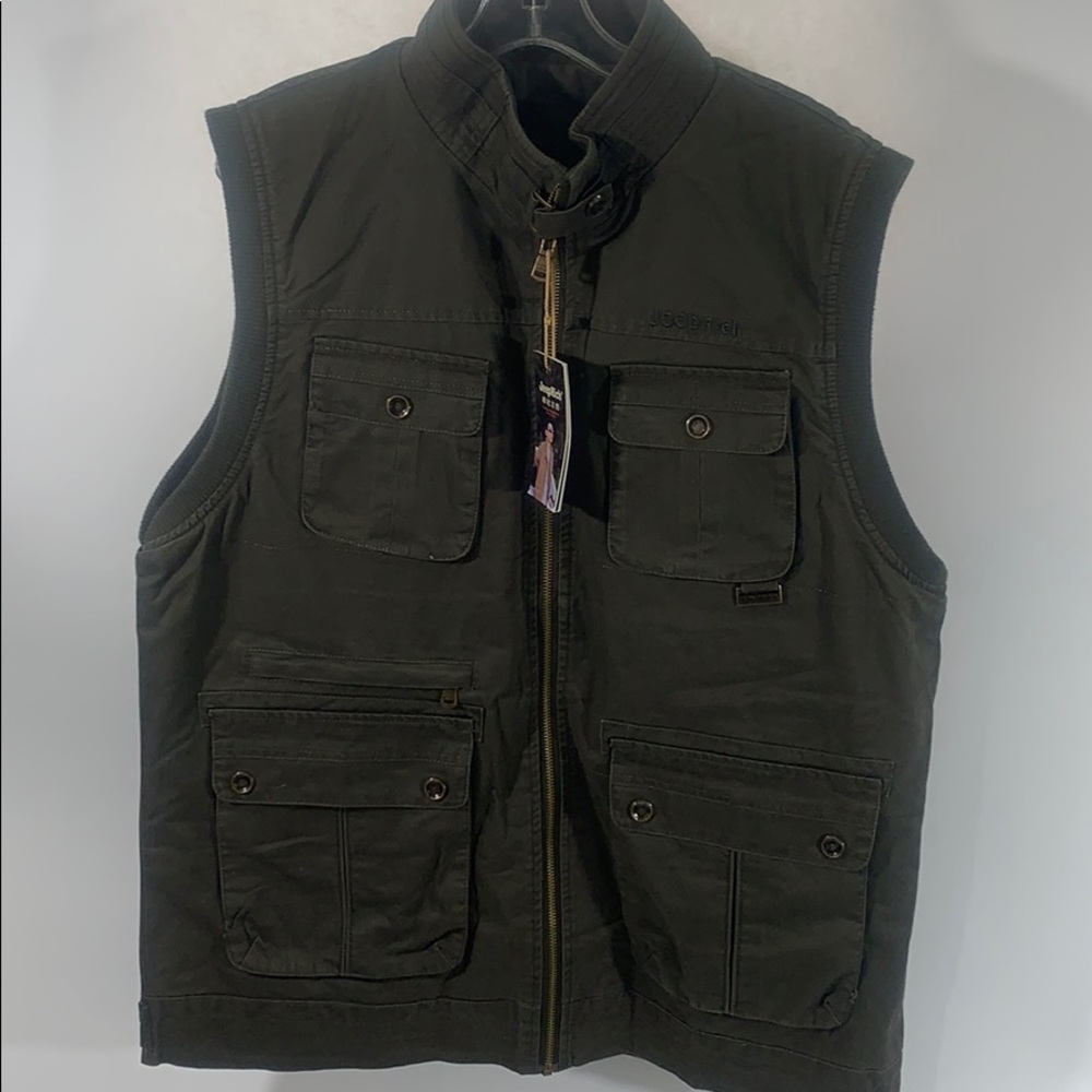 Jeeprich vest size XL green cotton zip front